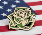 $100 Dollar Rose Flower Pin Badge