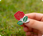 Red Rose Pin Badge
