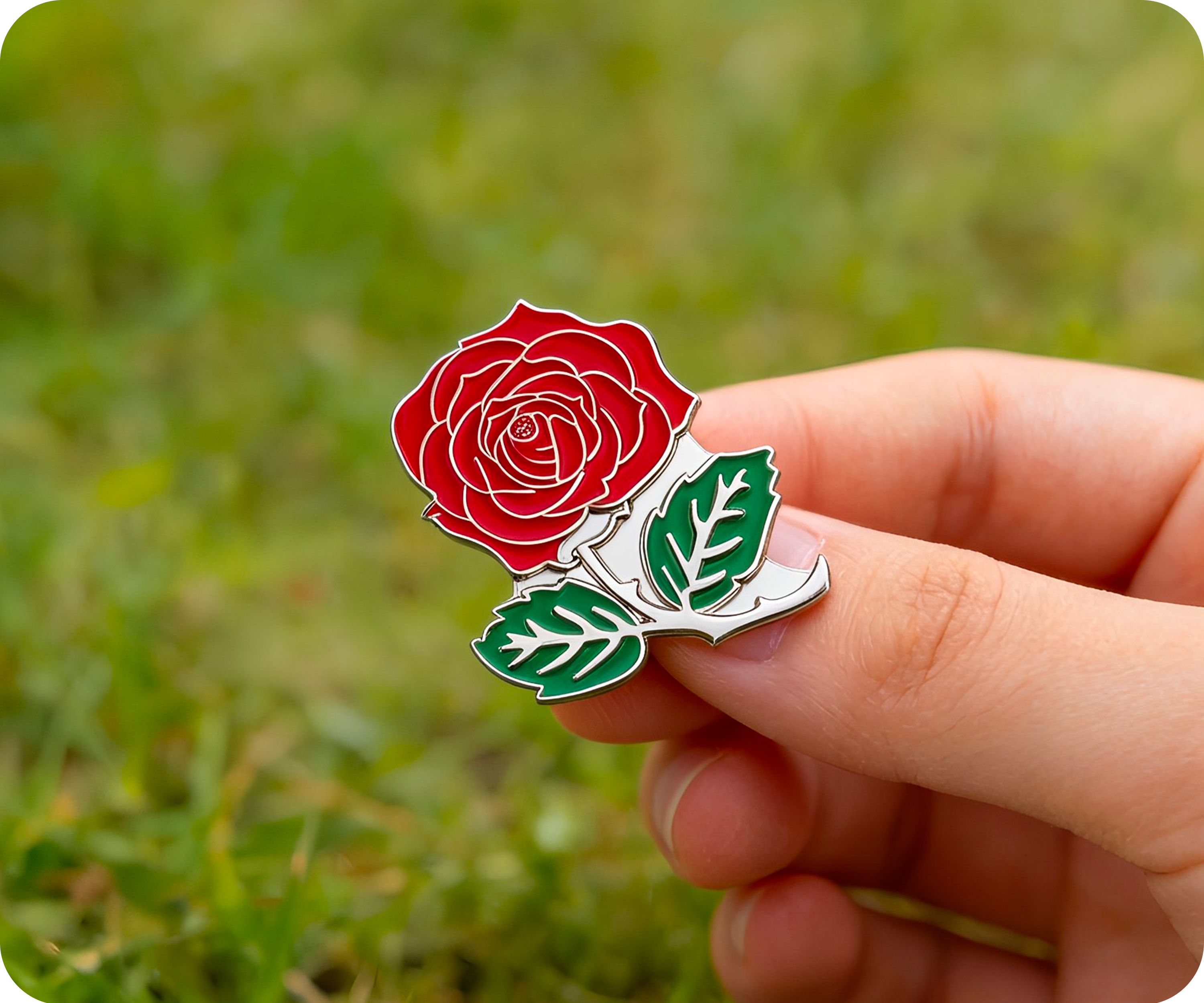 Red Rose Pin Badge