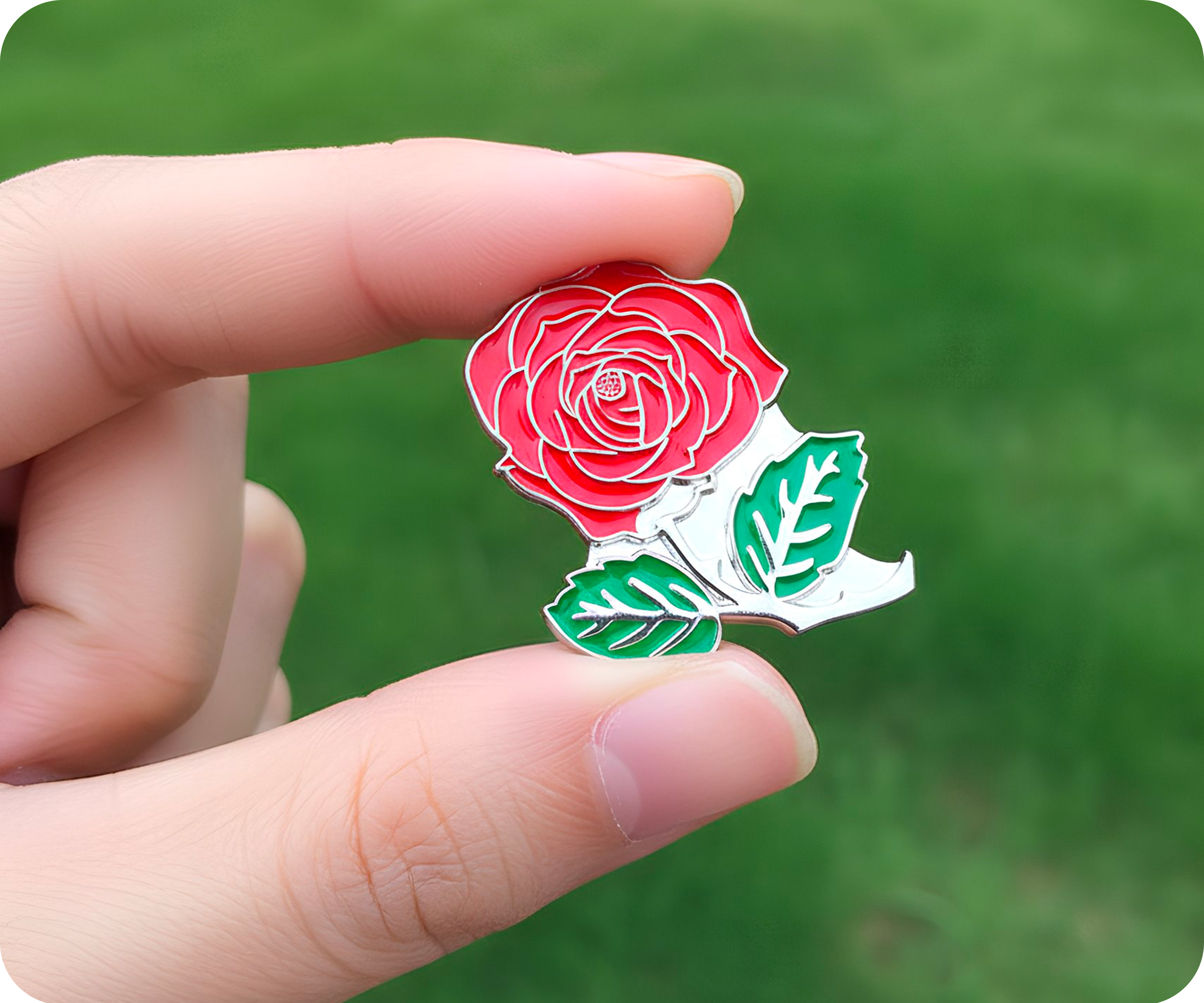 Red Rose Pin Badge