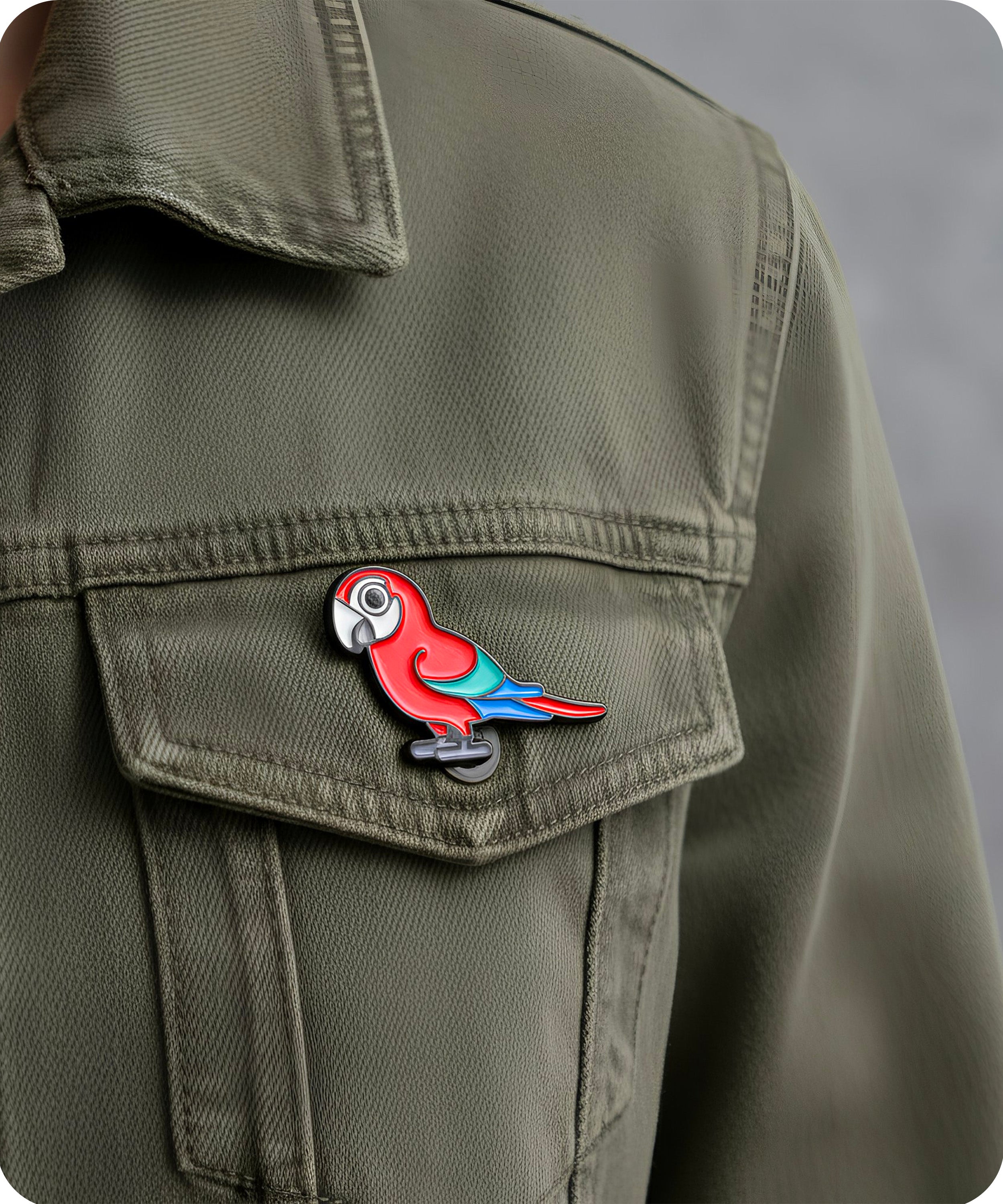 Red Parrot Enamel Lapel Pin Badge