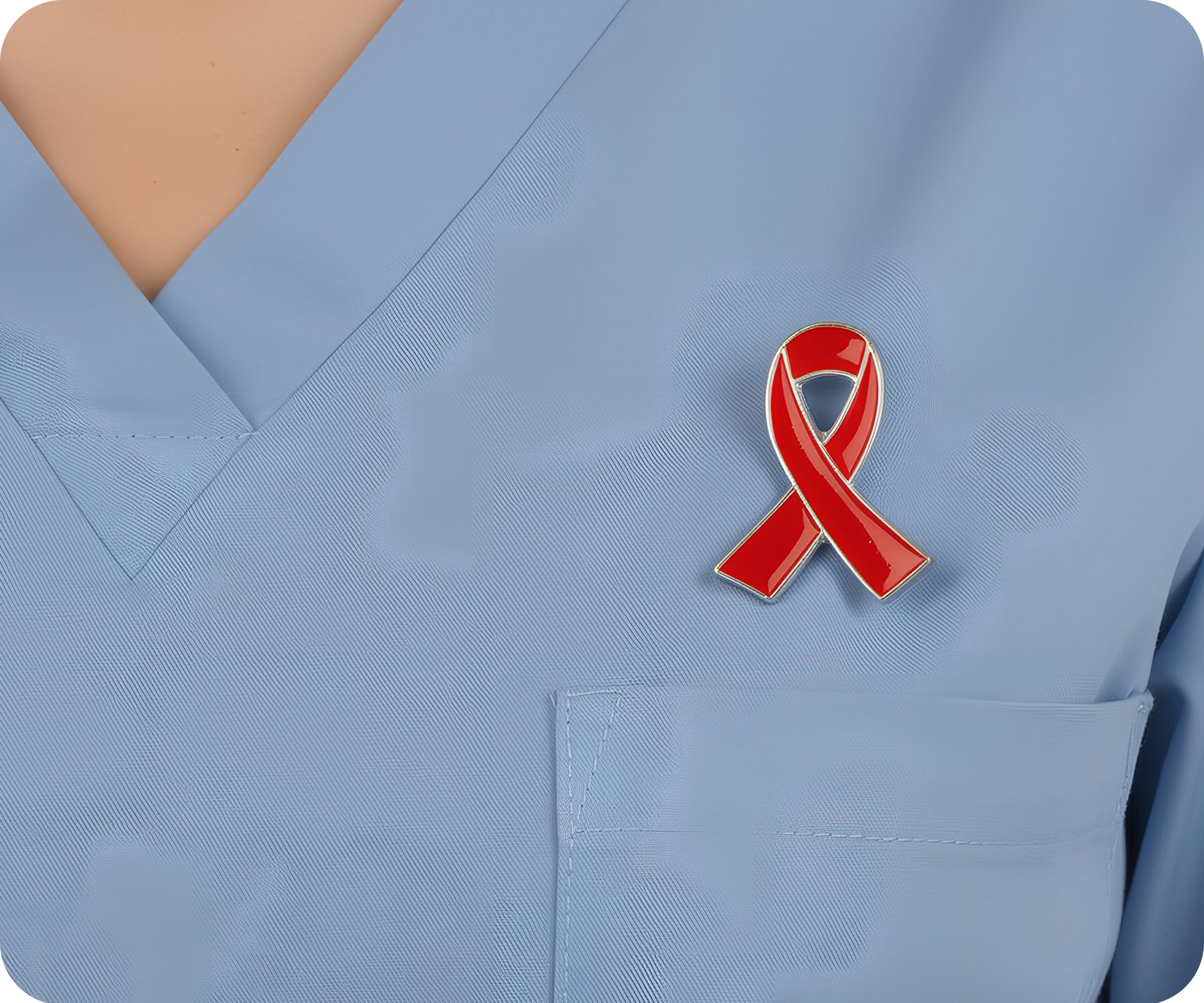 Red Ribbon Pin Badge