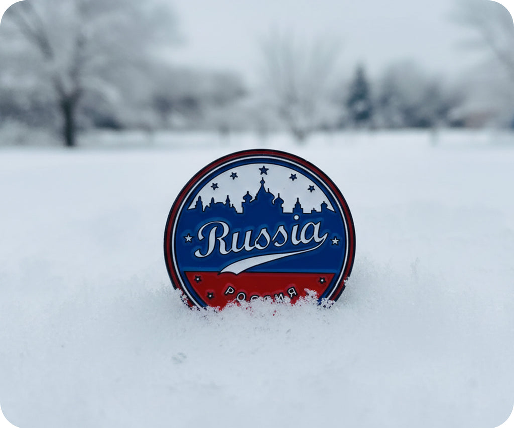 Russia Sky Line Round Flag Pin Badge