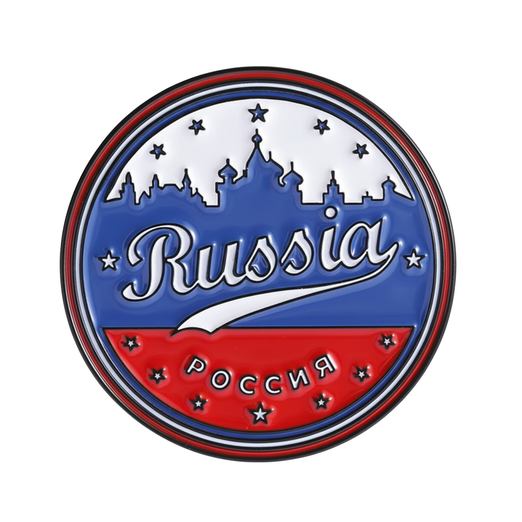 Russia Sky Line Round Flag Pin Badge
