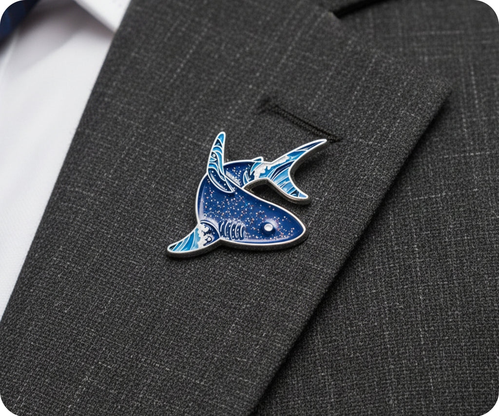 Reef Shark Glitter Ocean Pin Badge