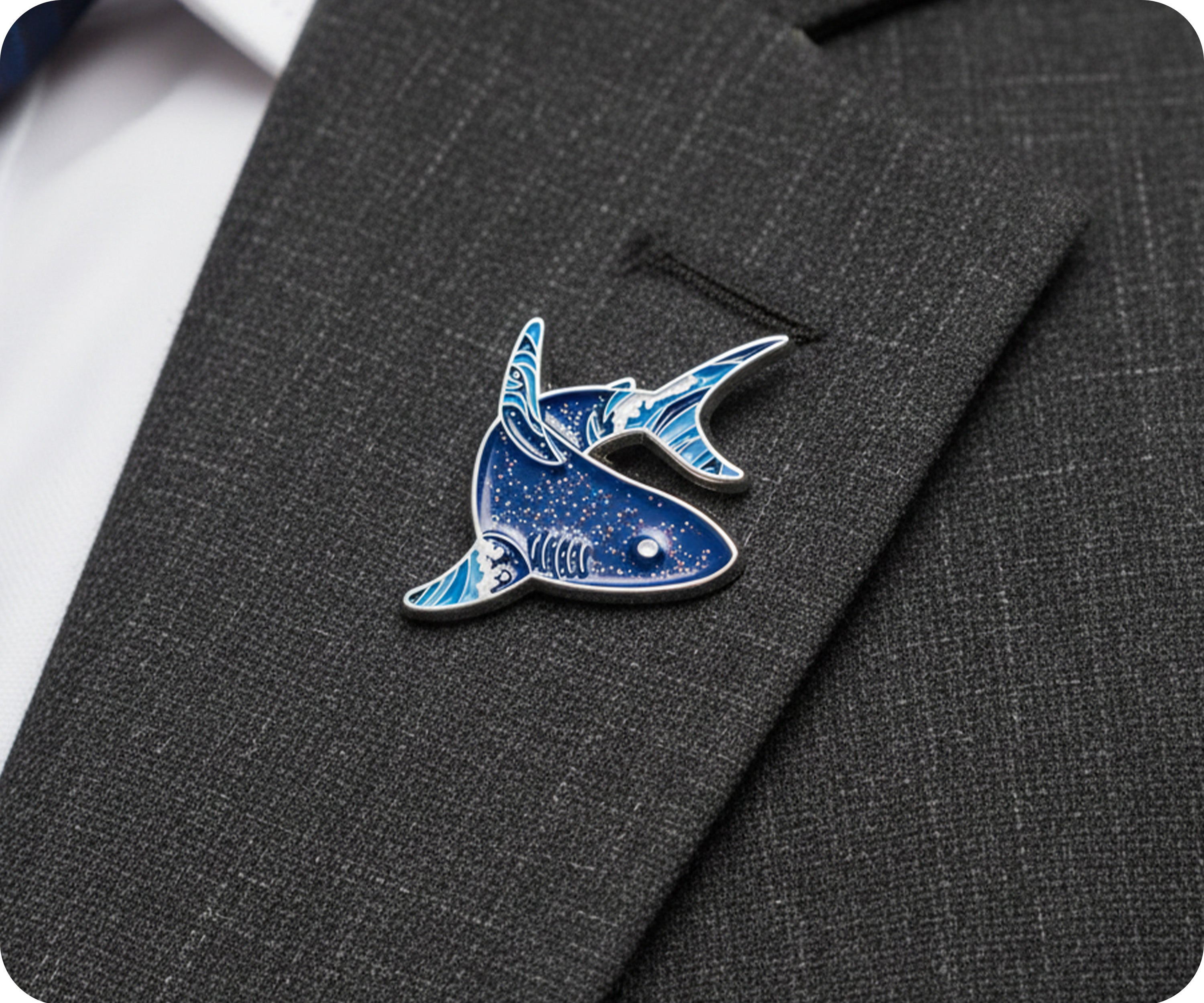 Reef Shark Glitter Ocean Pin Badge