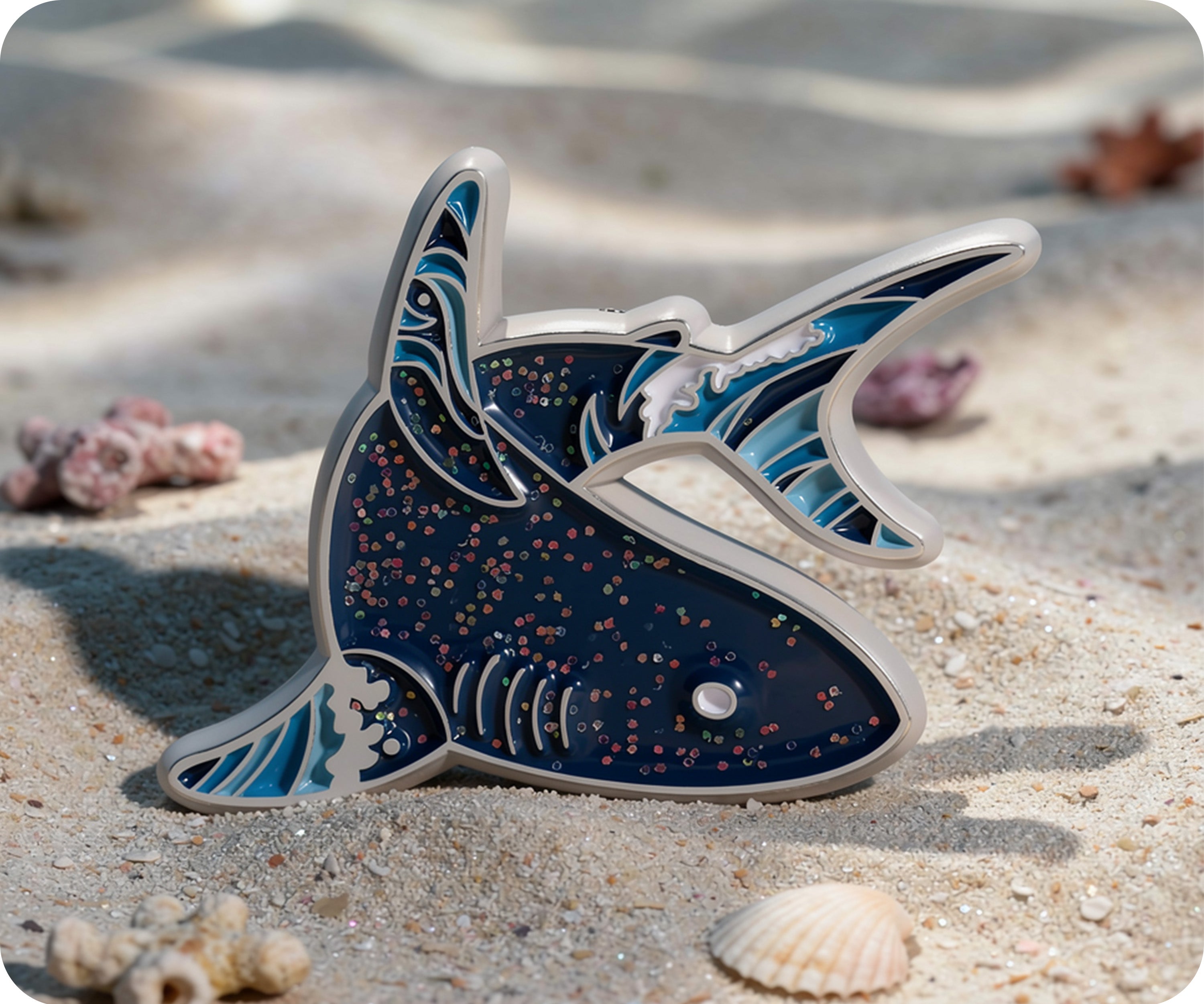 Reef Shark Glitter Ocean Pin Badge