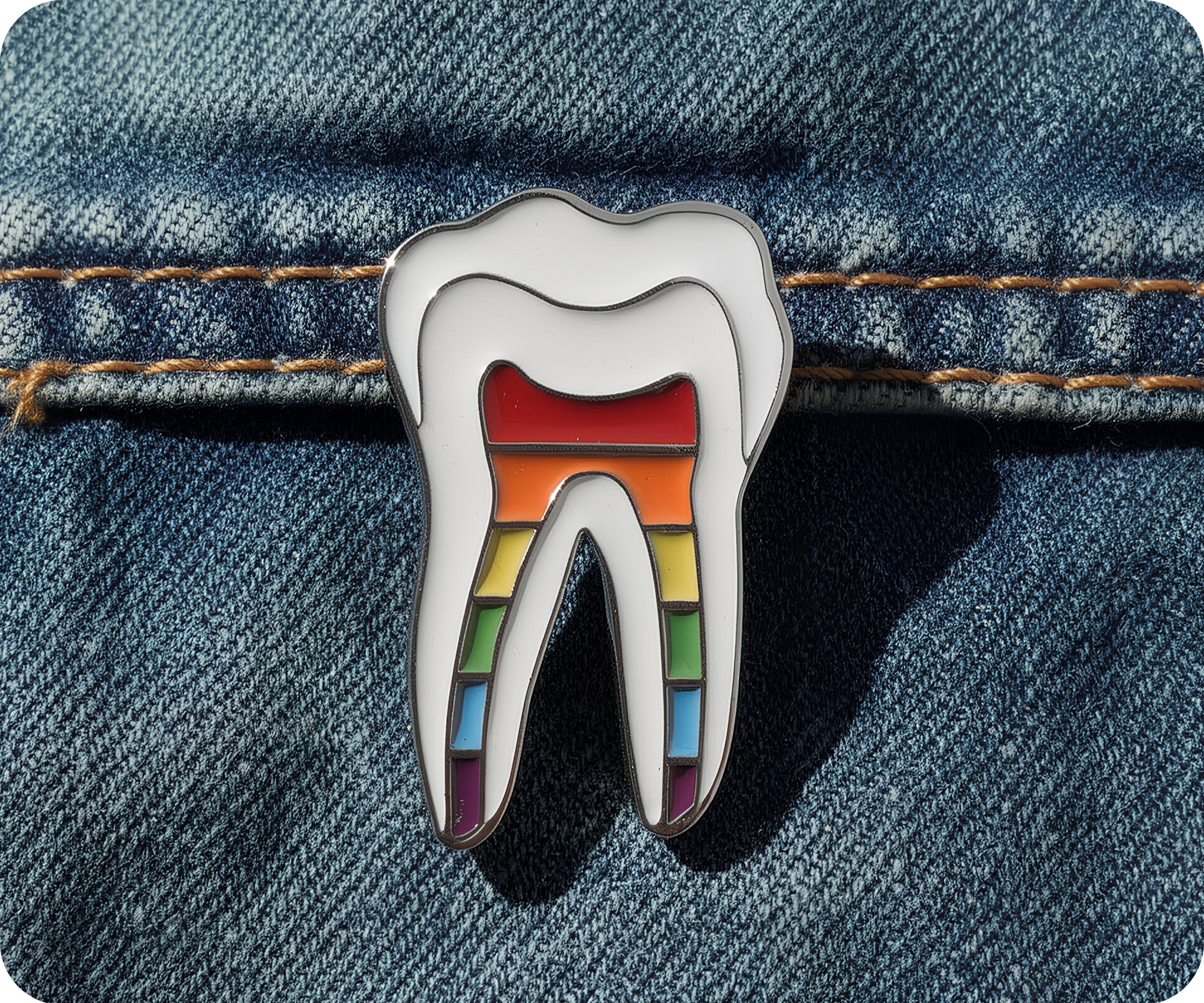 Dentist Tooth Rainbow Pin Badge