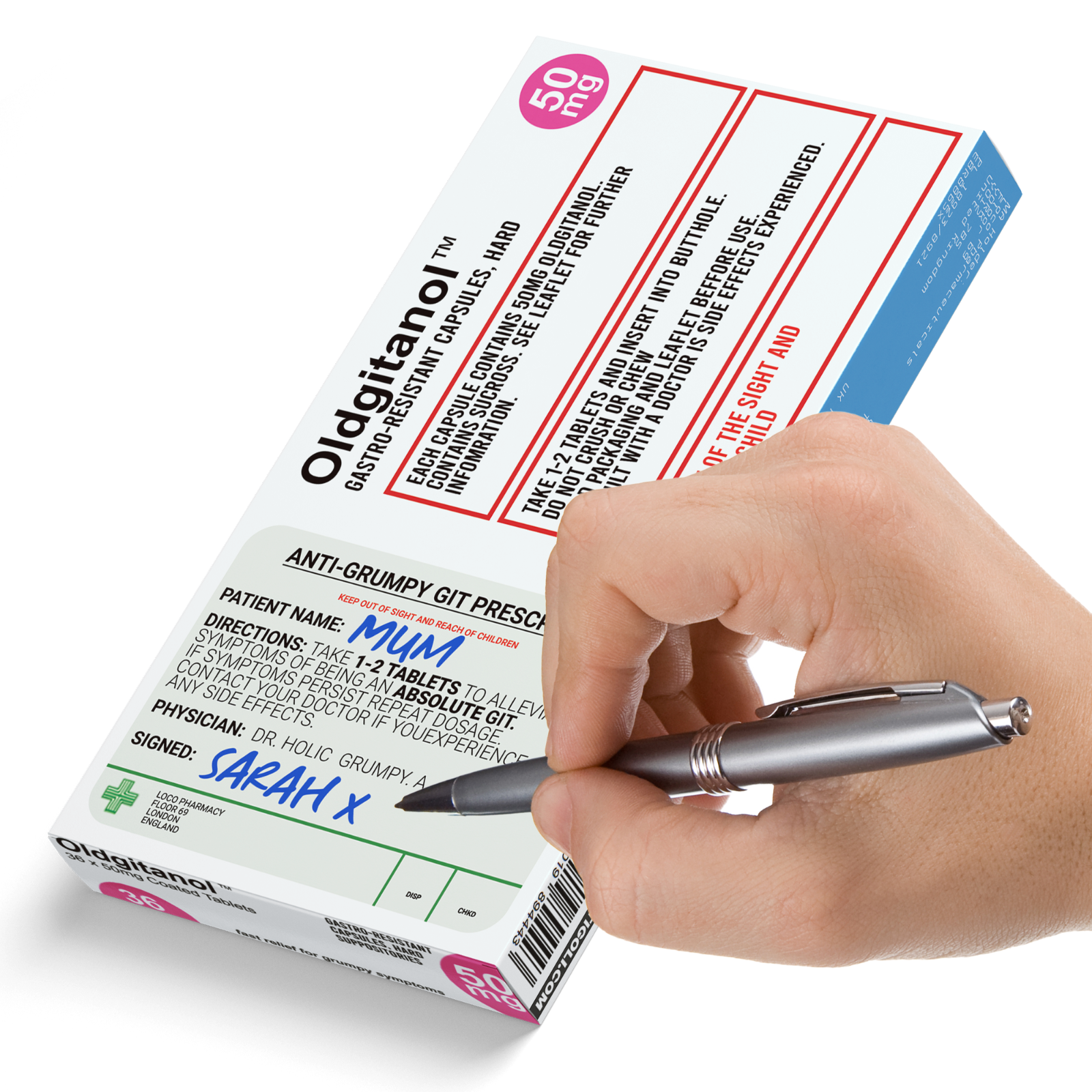 Caja de medicamentos con pastillas y recetas realista y anticonservadora, broma divertida y bolsa de recetas gratis  Imagen secundaria del producto
