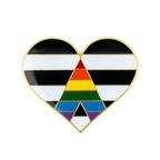 Pin con forma de corazón y bandera de Straight Ally