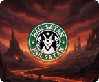 Hail Satan Coffee Devil Pin Badge