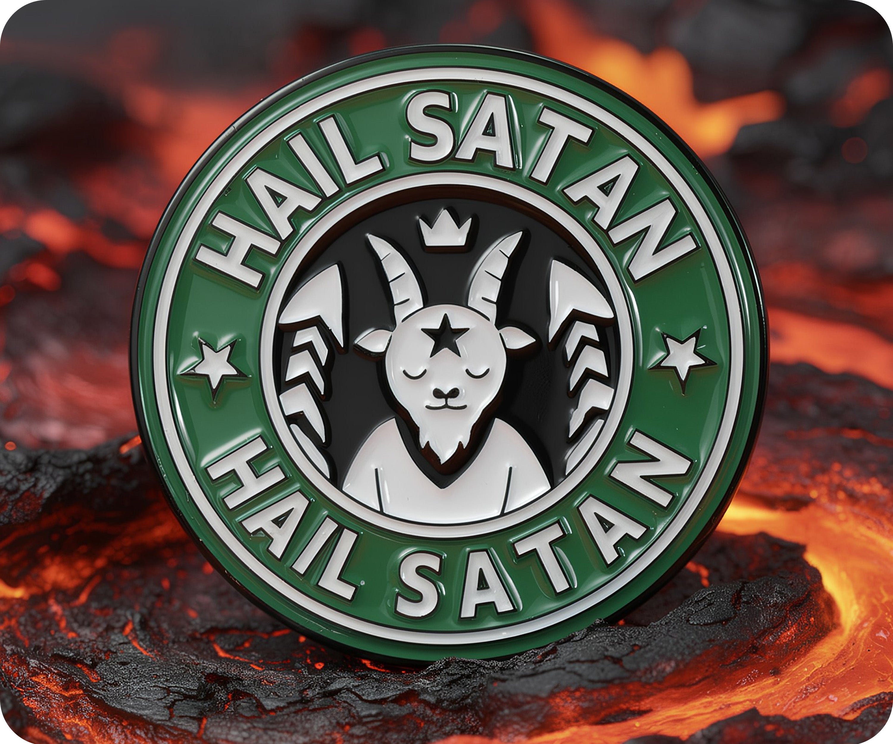 Hail Satan Coffee Devil Pin Badge