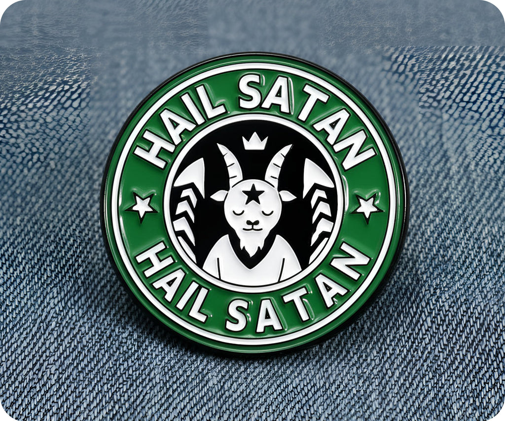 Hail Satan Coffee Devil Pin Badge