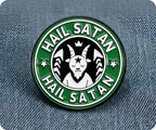 Hail Satan Coffee Devil Pin Badge