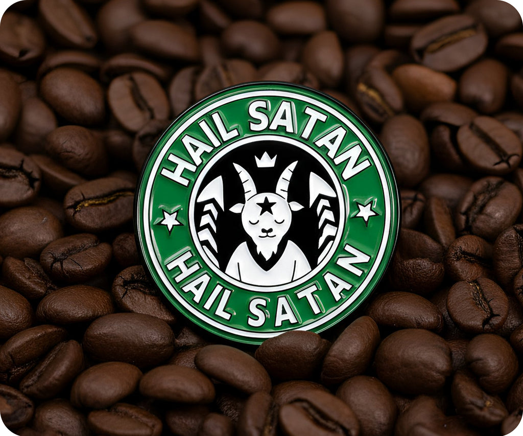 Hail Satan Coffee Devil Pin Badge