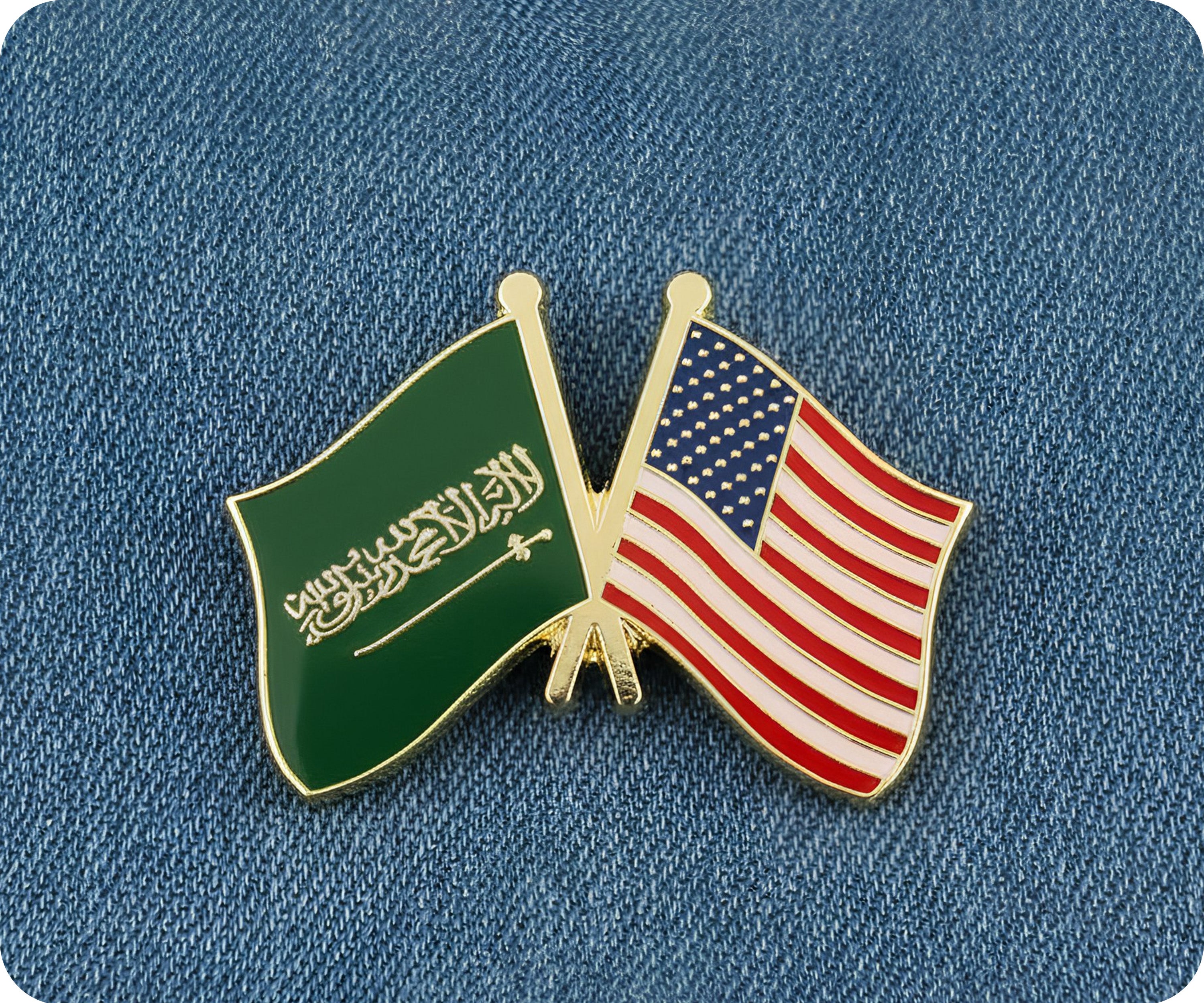 Insignia pin del Reino de Arabia Saudita y Estados Unidos de América Imagen secundaria del producto