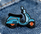 Cartoon Blue Scooter Pin Badge