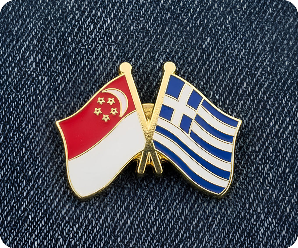 Singapore & Greece Friendship Pin Badge