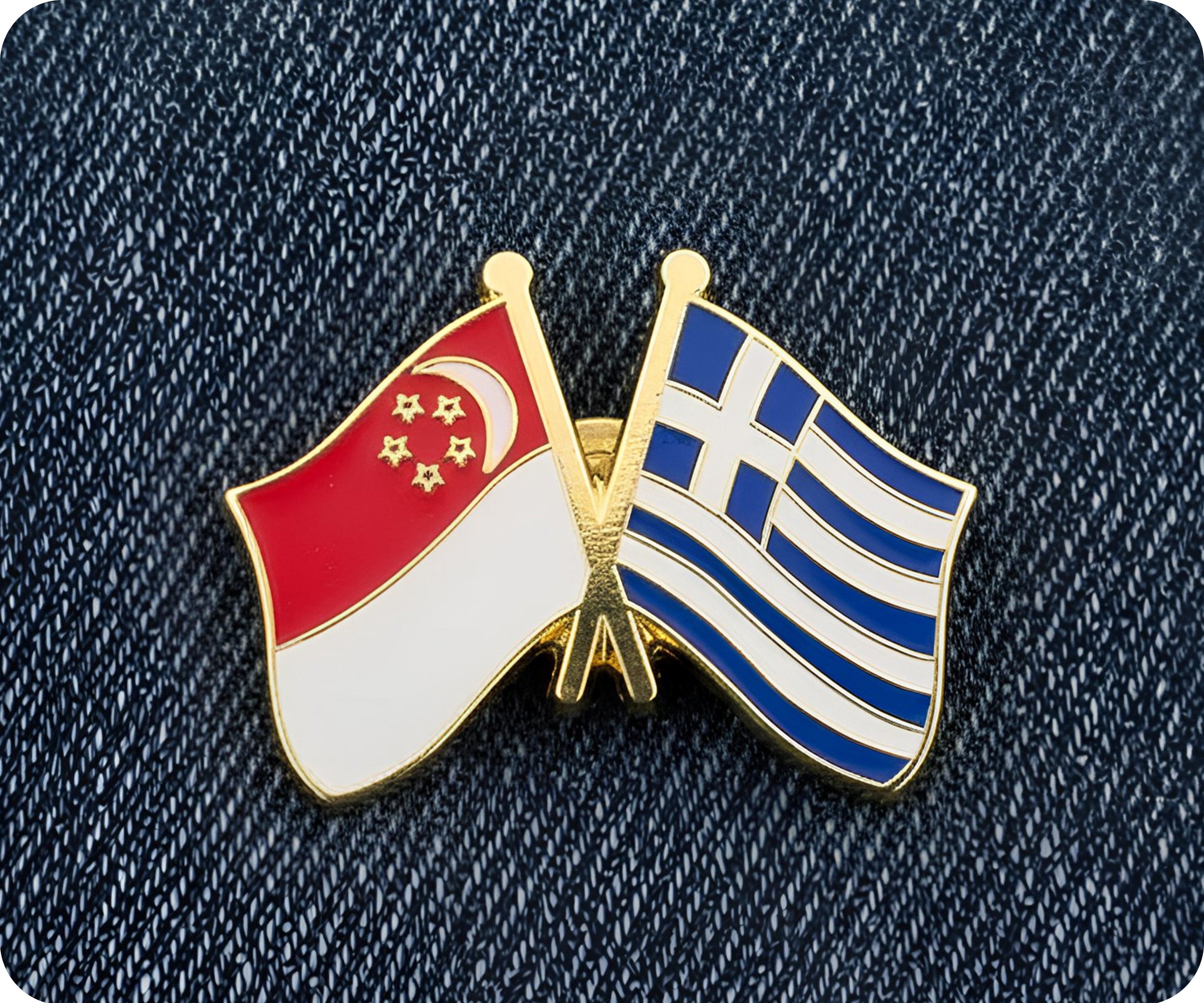 Singapore & Greece Friendship Pin Badge