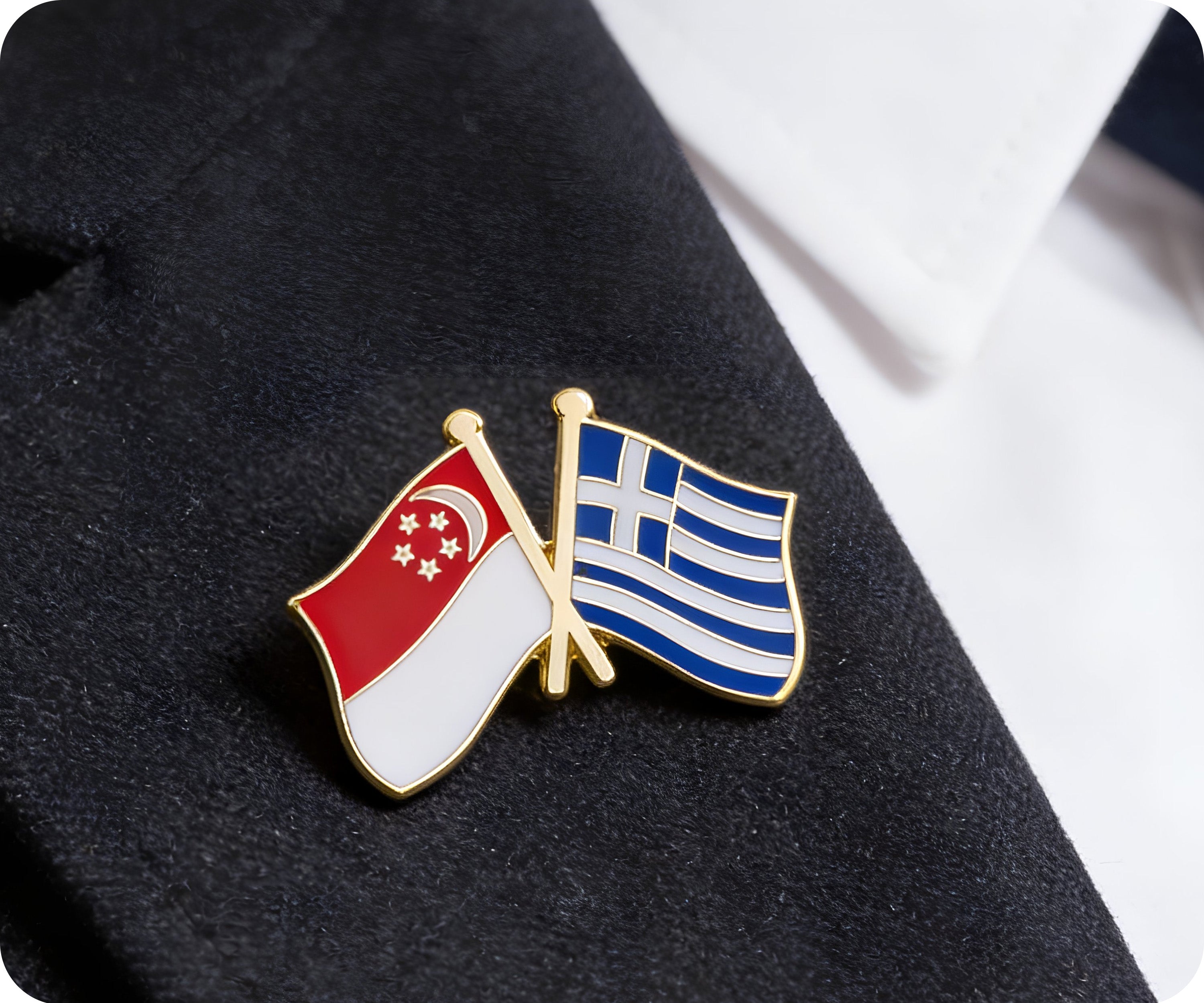 Singapore & Greece Friendship Pin Badge
