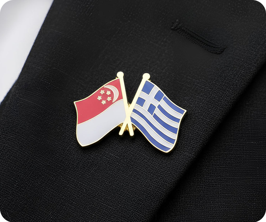 Singapore & Greece Friendship Pin Badge