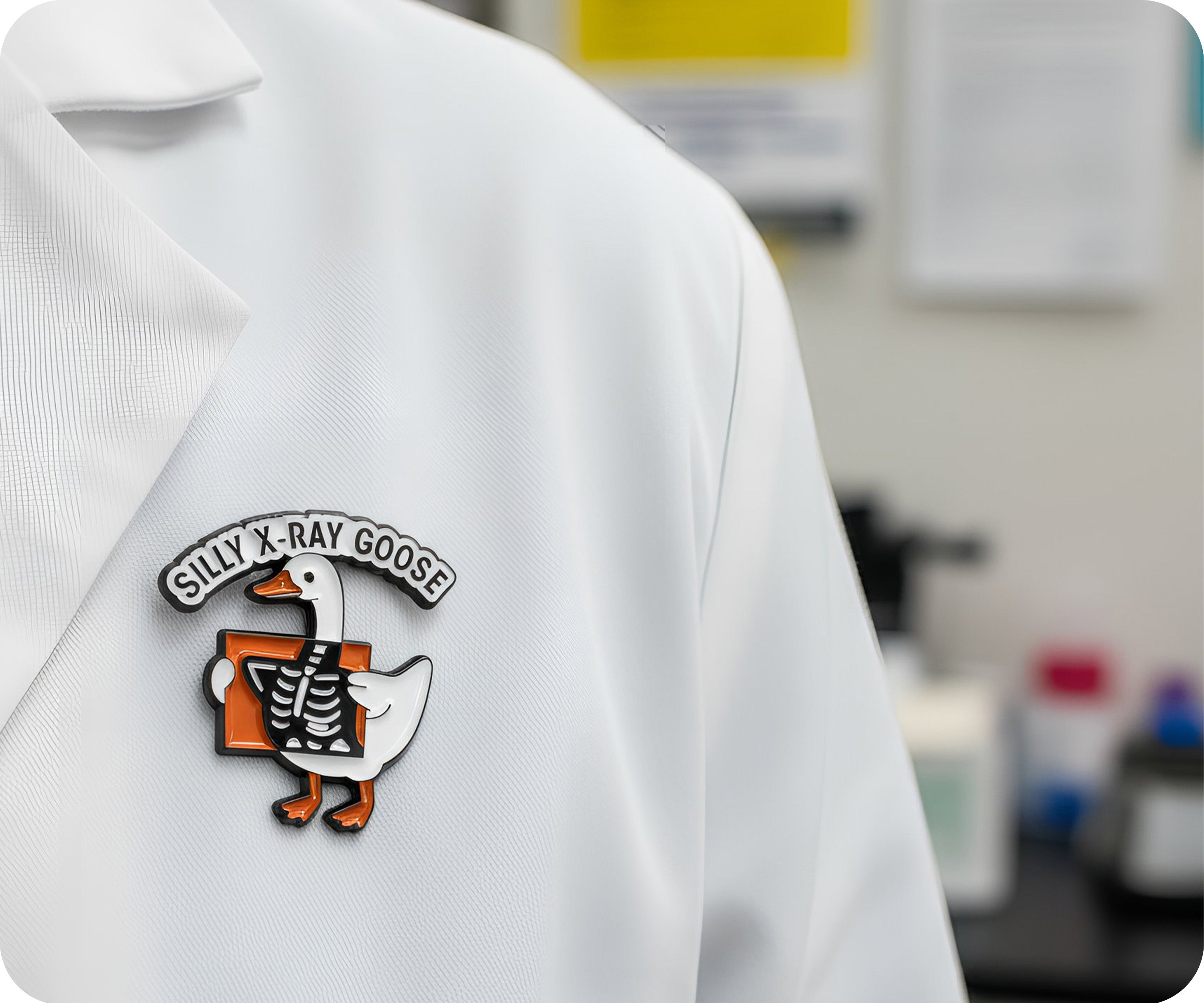 Pin de solapa de ganso tonto con radiografía para médico radiólogo