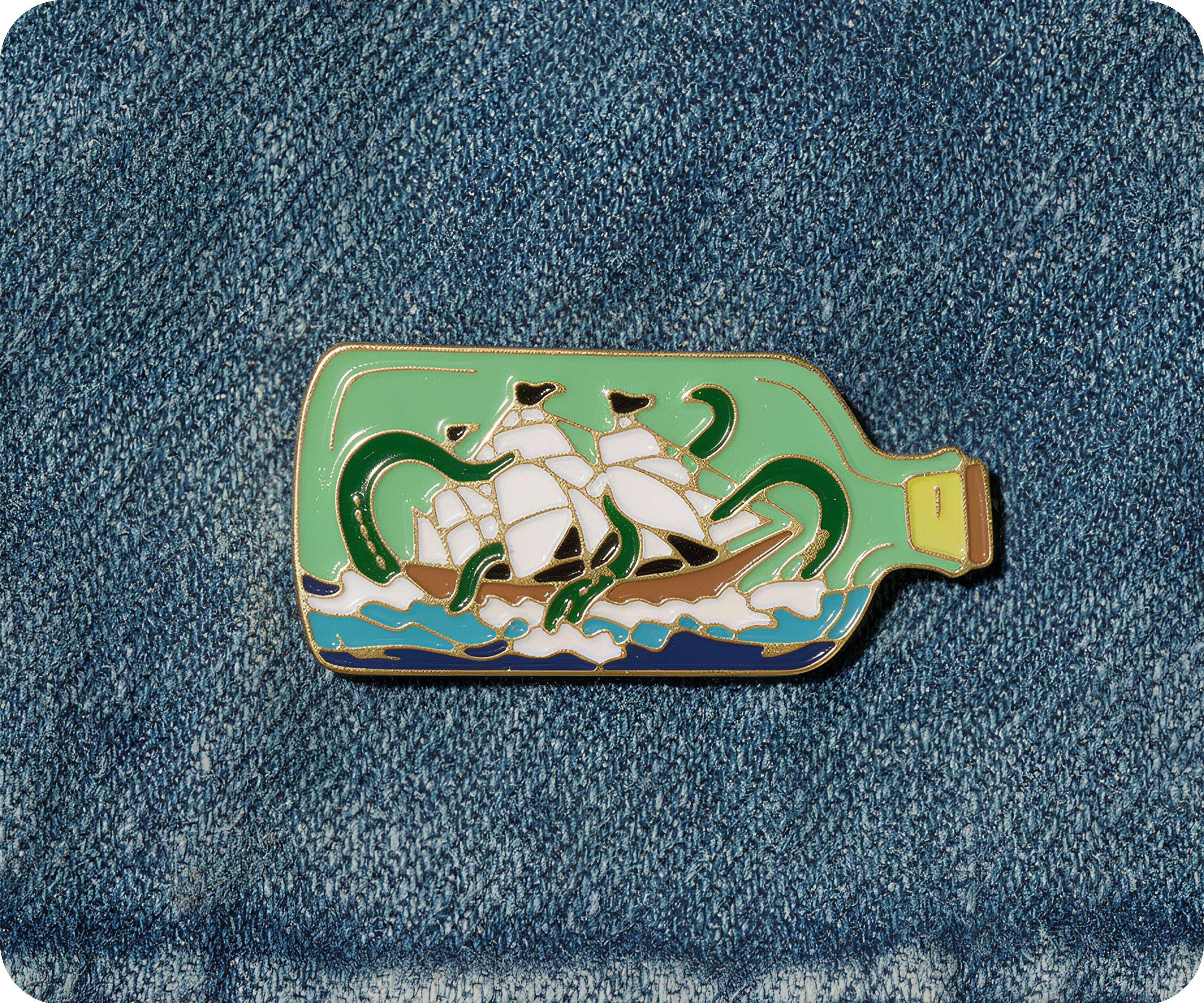 Ship In A Bottle Pin Badge