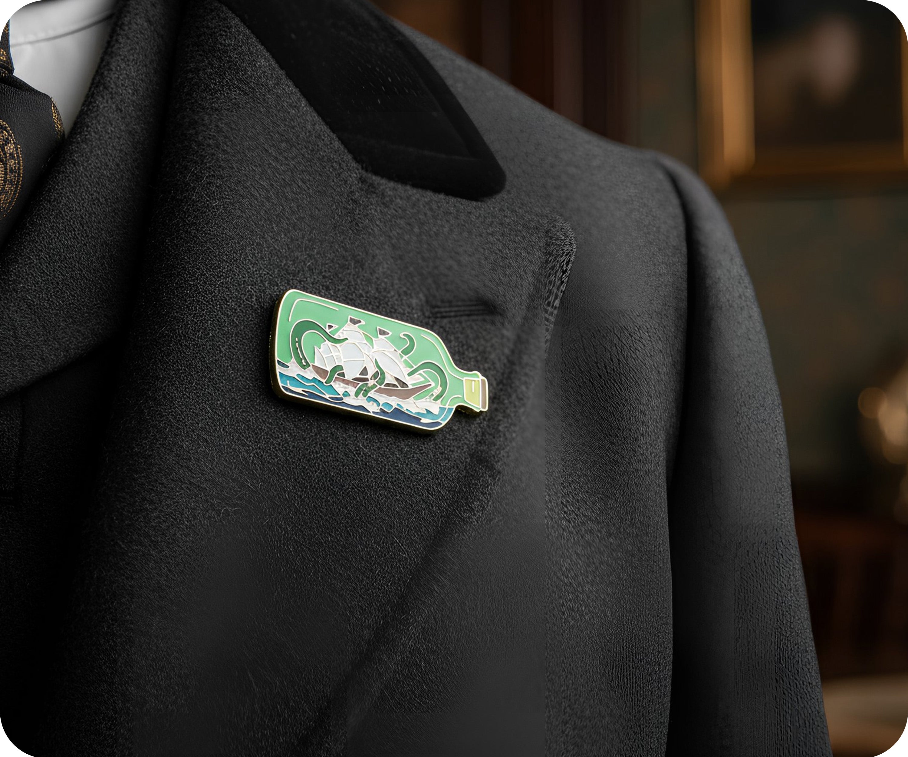 Ship In A Bottle Pin Badge