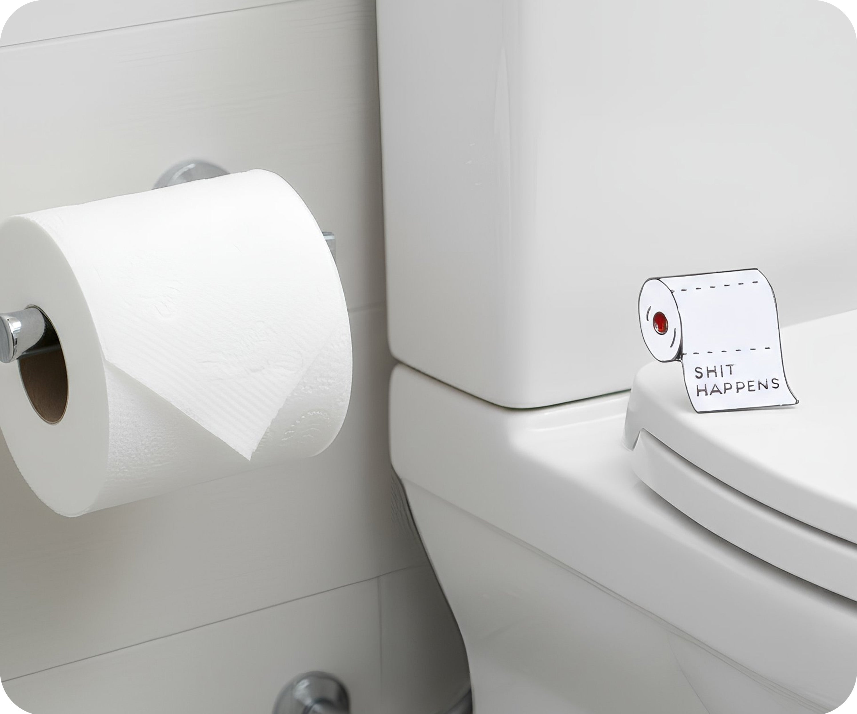 Shit Happens Toilet Paper Pin Badge