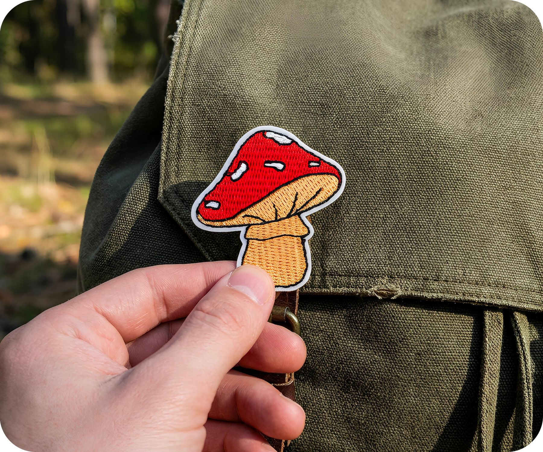 Red Mushroom Toadstools Shroom Iron On Patch (4 x 5cm) Secondary image