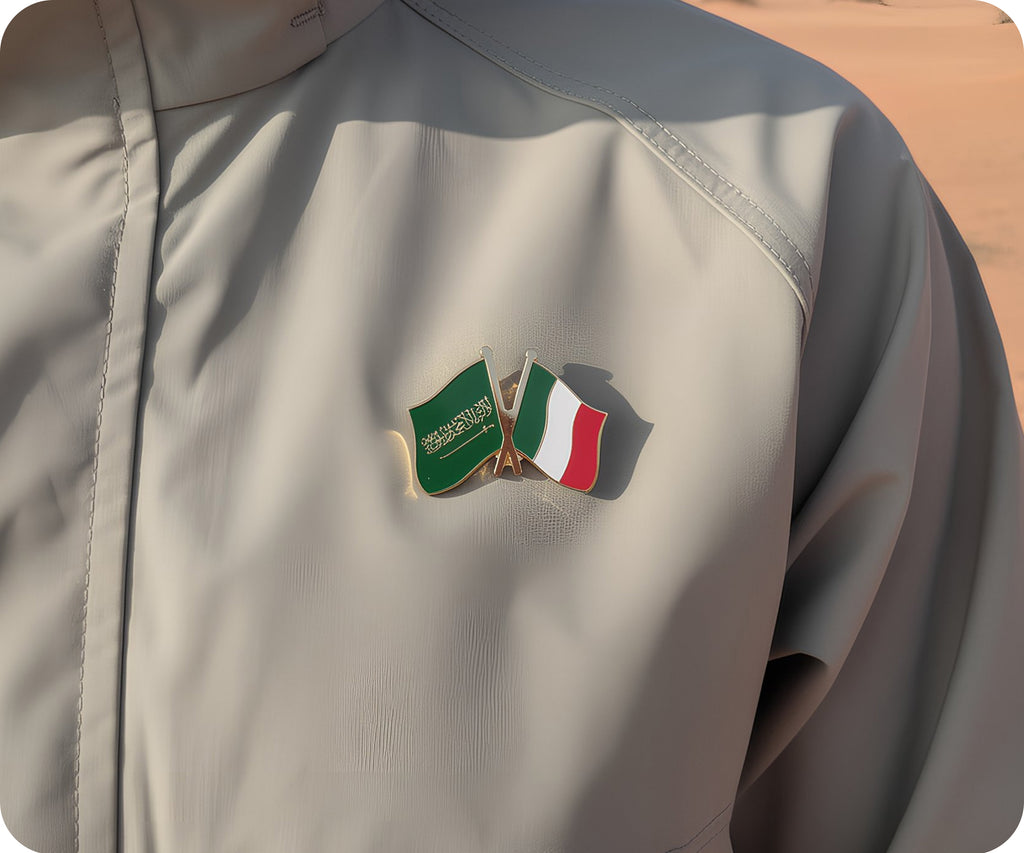 Saudi Arabia & Italy Friendship Pin Badge