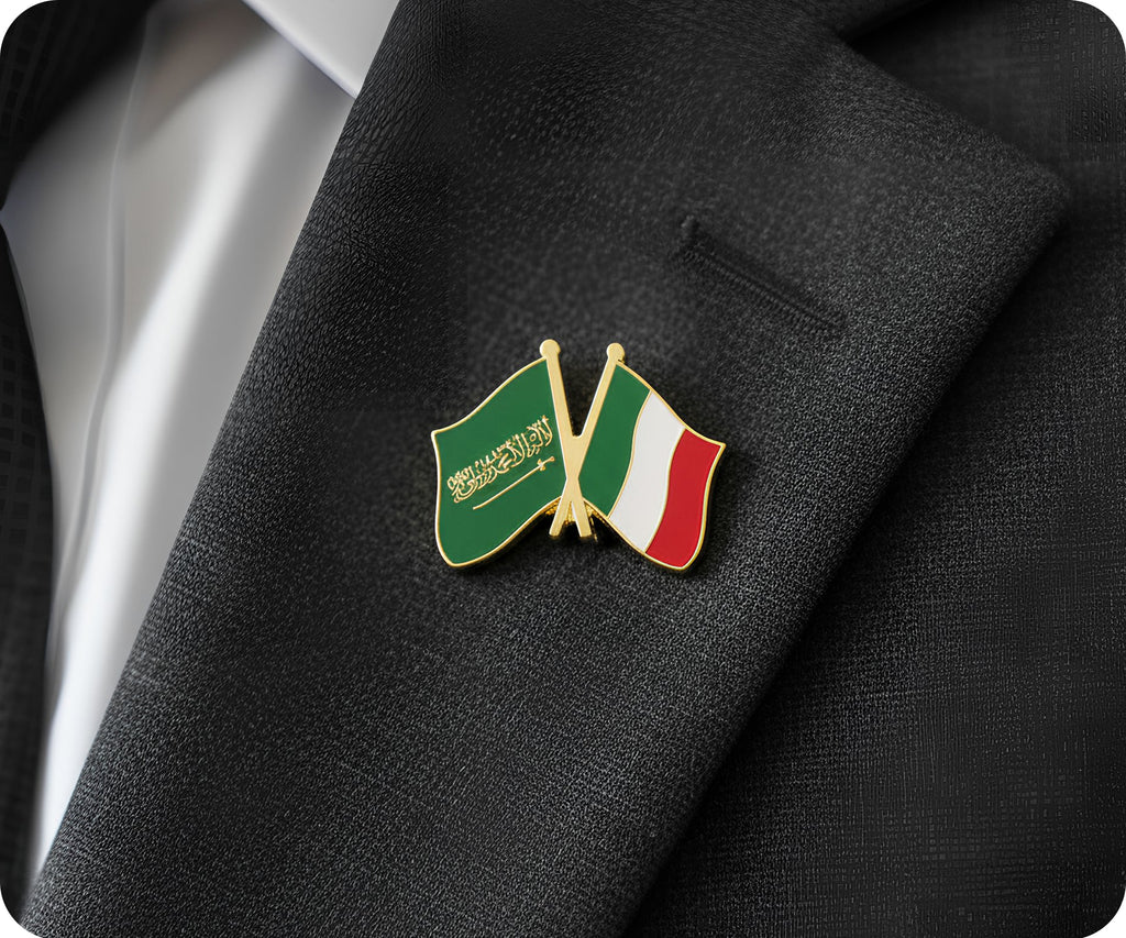 Saudi Arabia & Italy Friendship Pin Badge