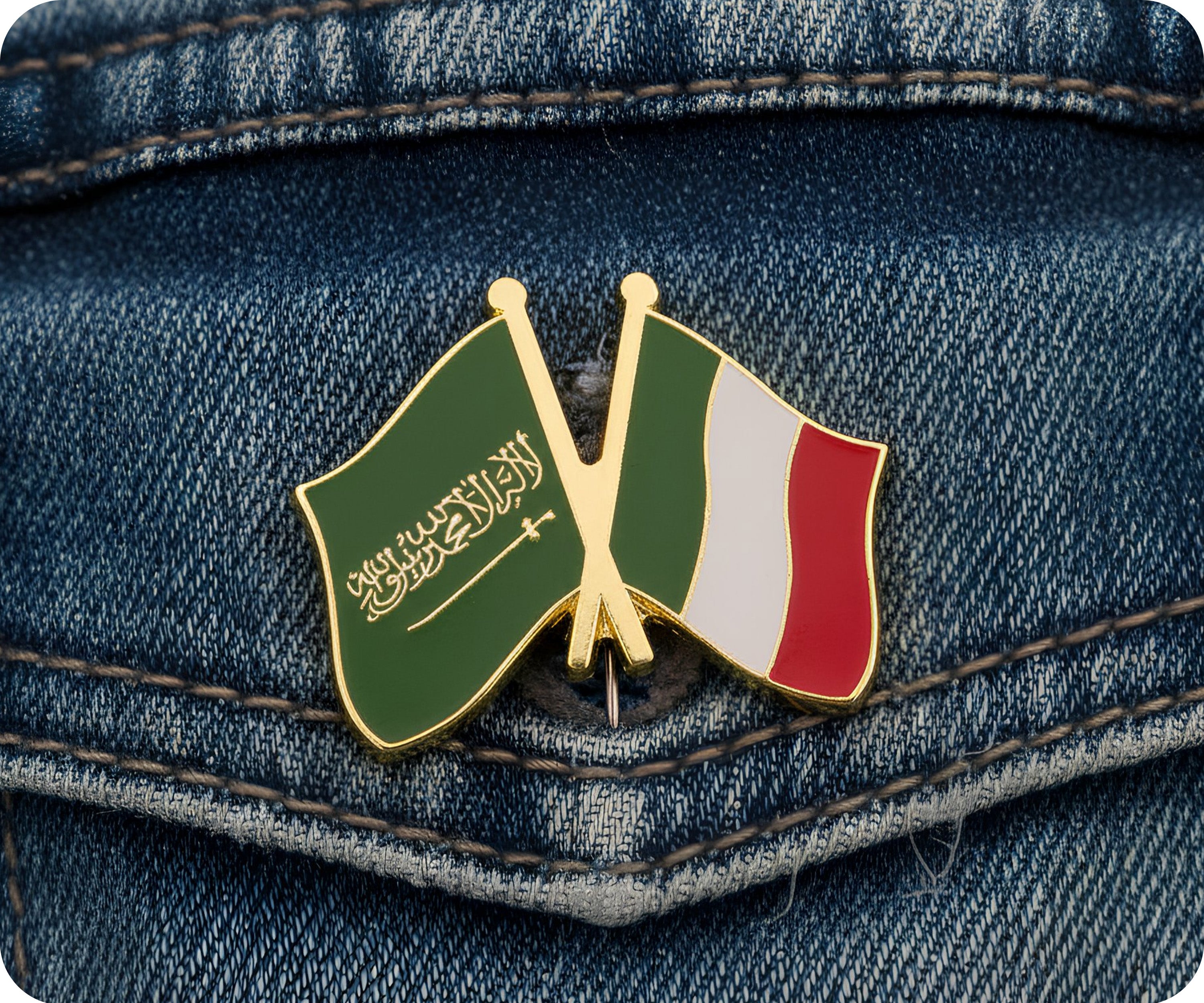 Saudi Arabia & Italy Friendship Pin Badge