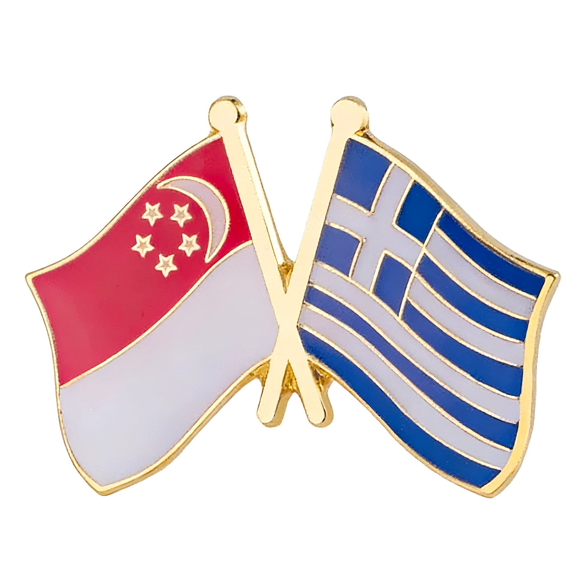 Singapore & Greece Friendship Pin Badge