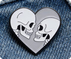 Love Heart Skull Couple Pin Badge