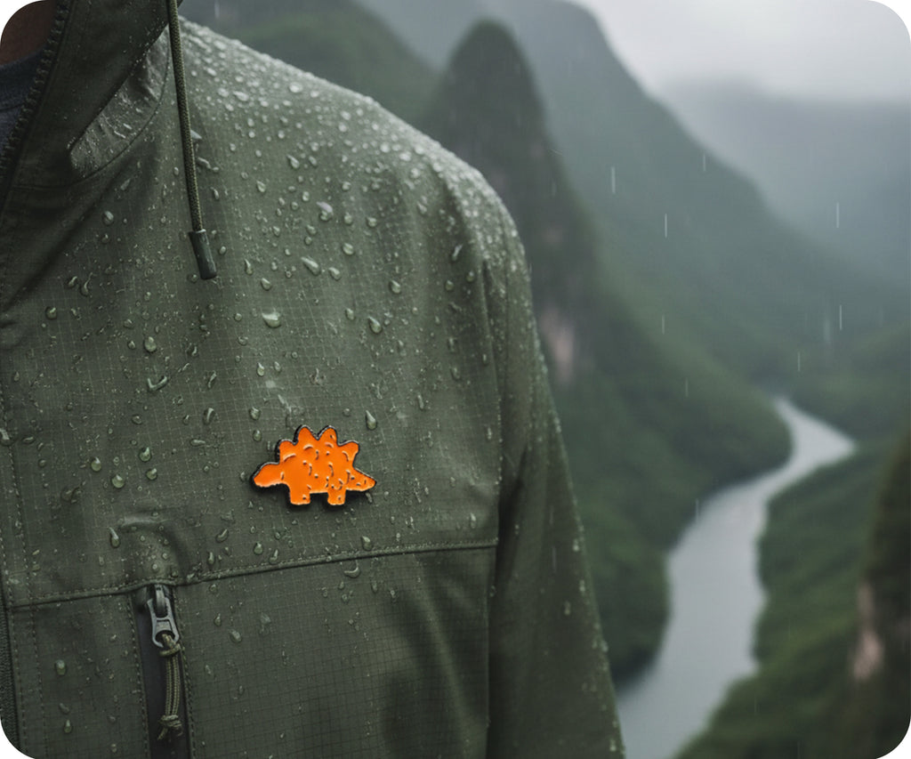 Stegosaurus Chicken Nugget Dinosaur Funny Pin Badge