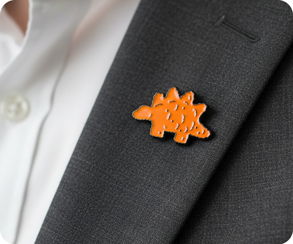 Stegosaurus Chicken Nugget Dinosaur Funny Pin Badge