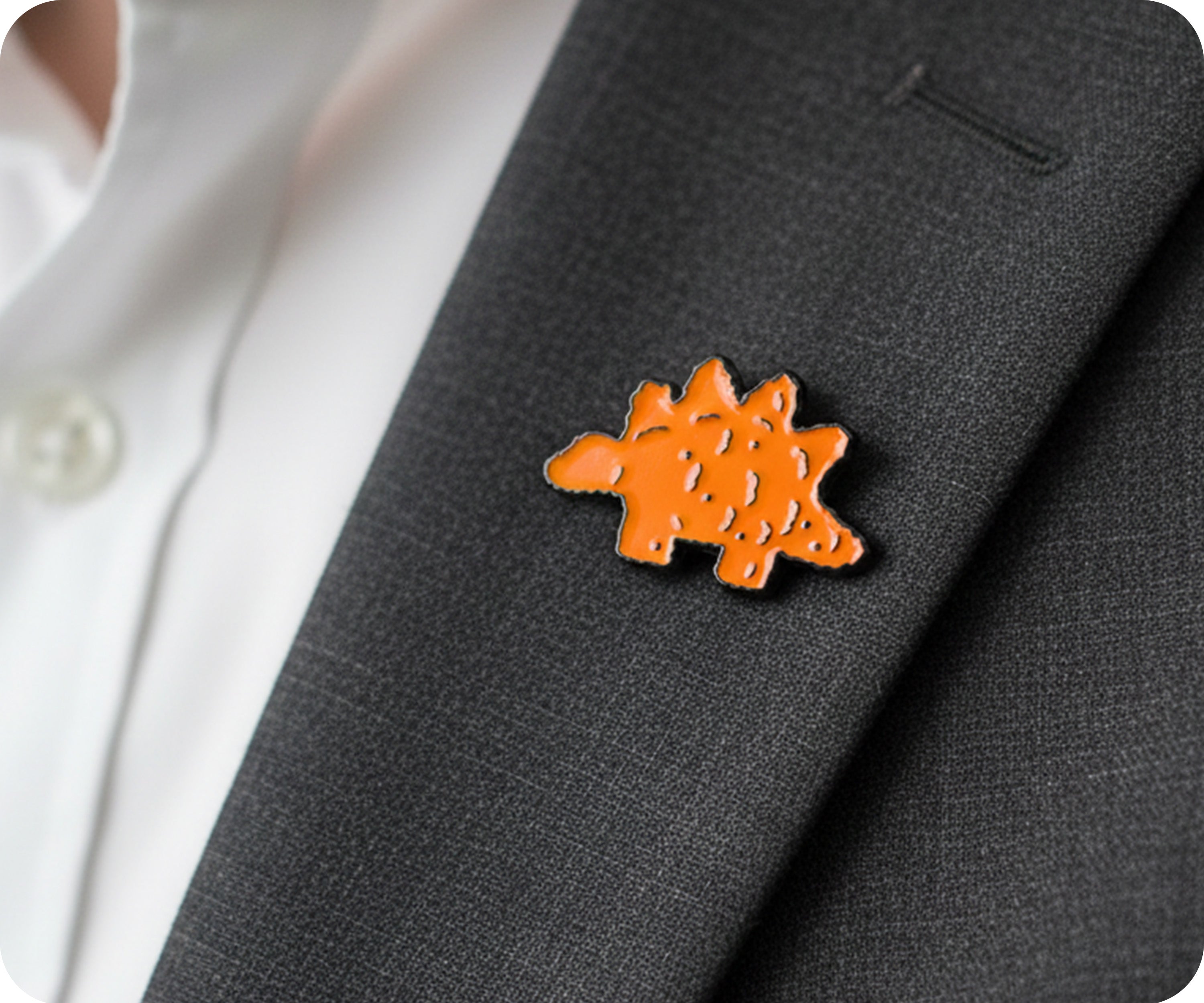 Stegosaurus Chicken Nugget Dinosaur Funny Pin Badge