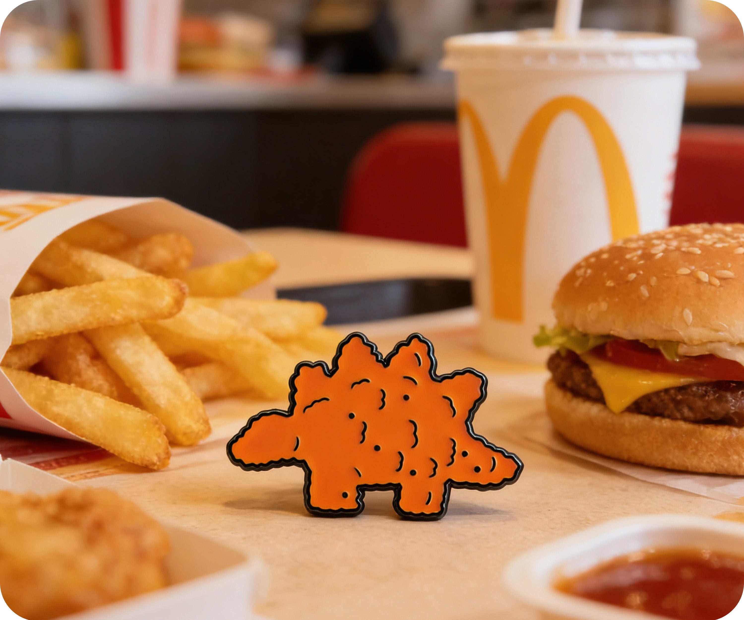 Pin divertido de dinosaurio Nugget de pollo Stegosaurus Imagen secundaria del producto