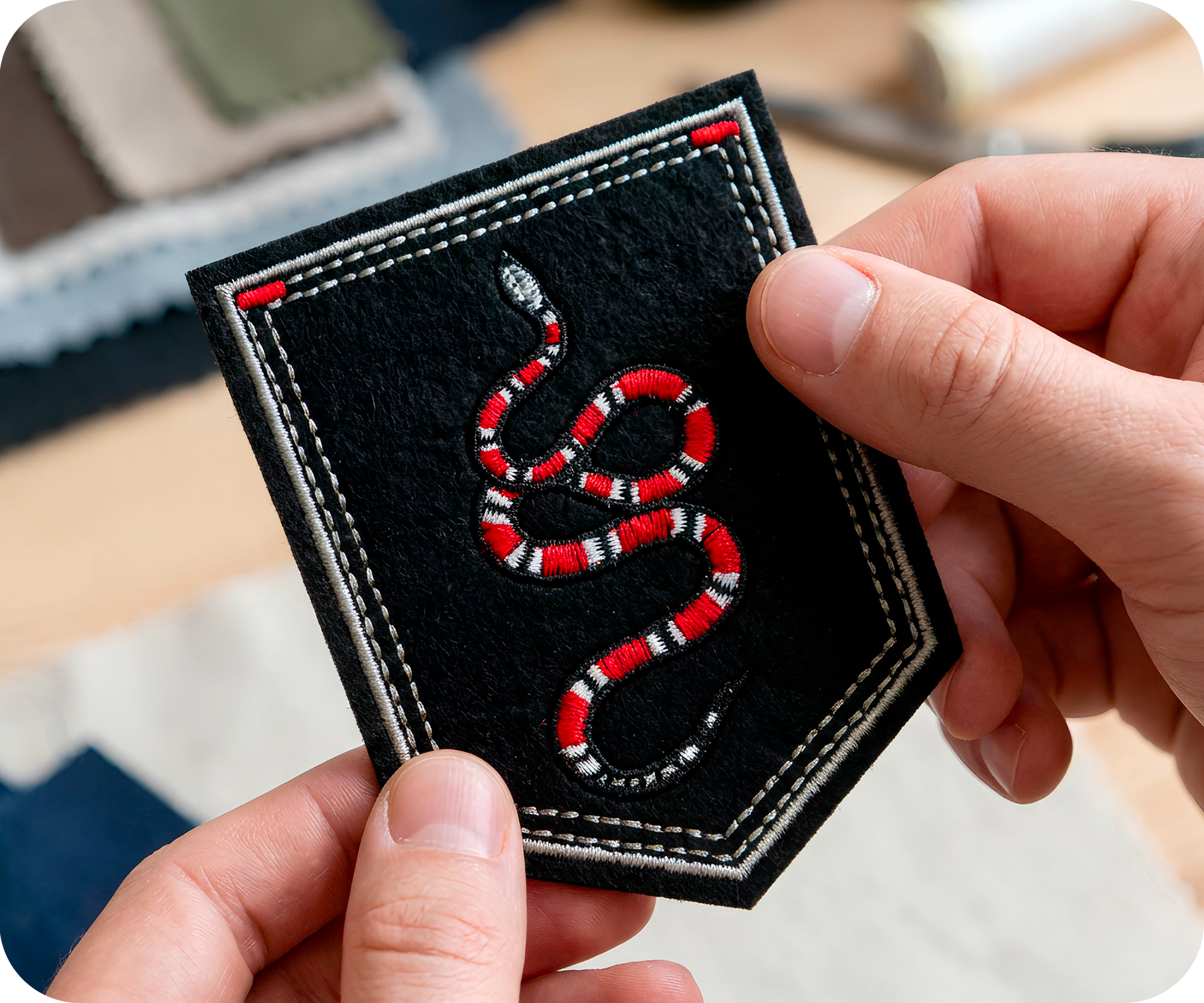 Coral Snake On Black Shield Iron On Patch (9 x 7.6cm) Secondary image