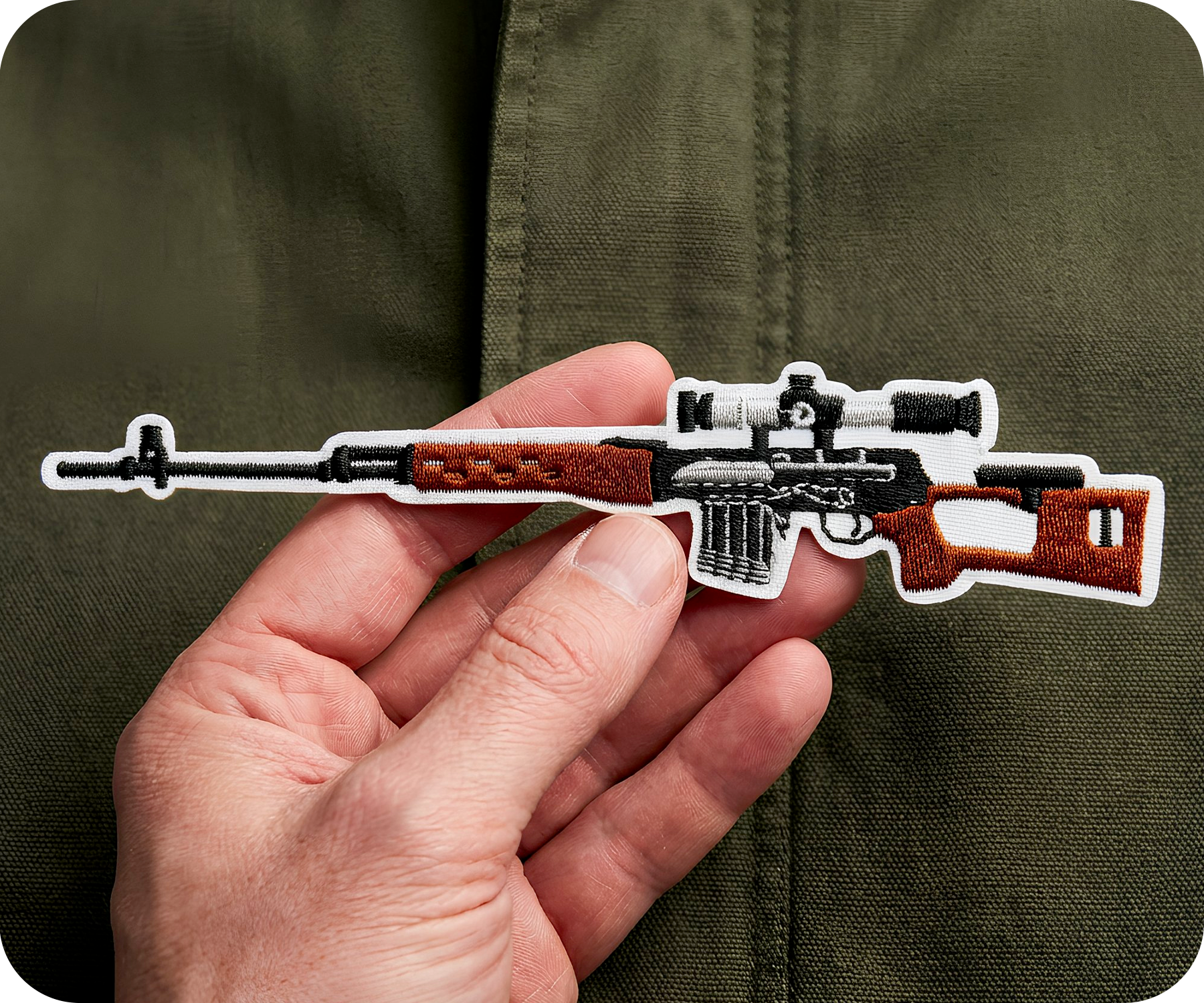Parche termoadhesivo para rifle de francotirador Dragunov SVD (СВД) del ejército (15 x 3 cm) Imagen secundaria del producto