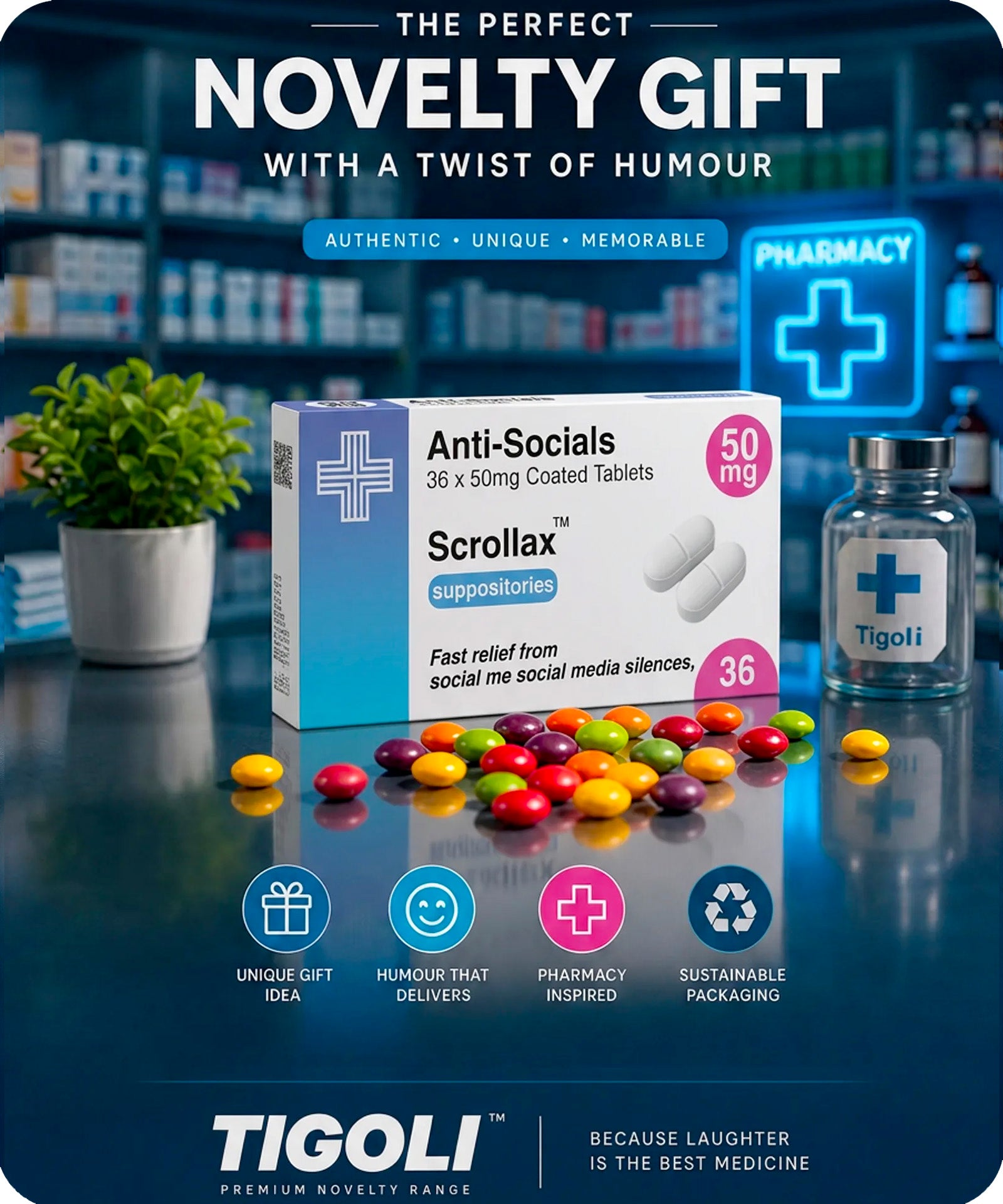 Anti-Socials Prescription Joke Sweets, 36g | Vegan & Vegetarian Secondary image