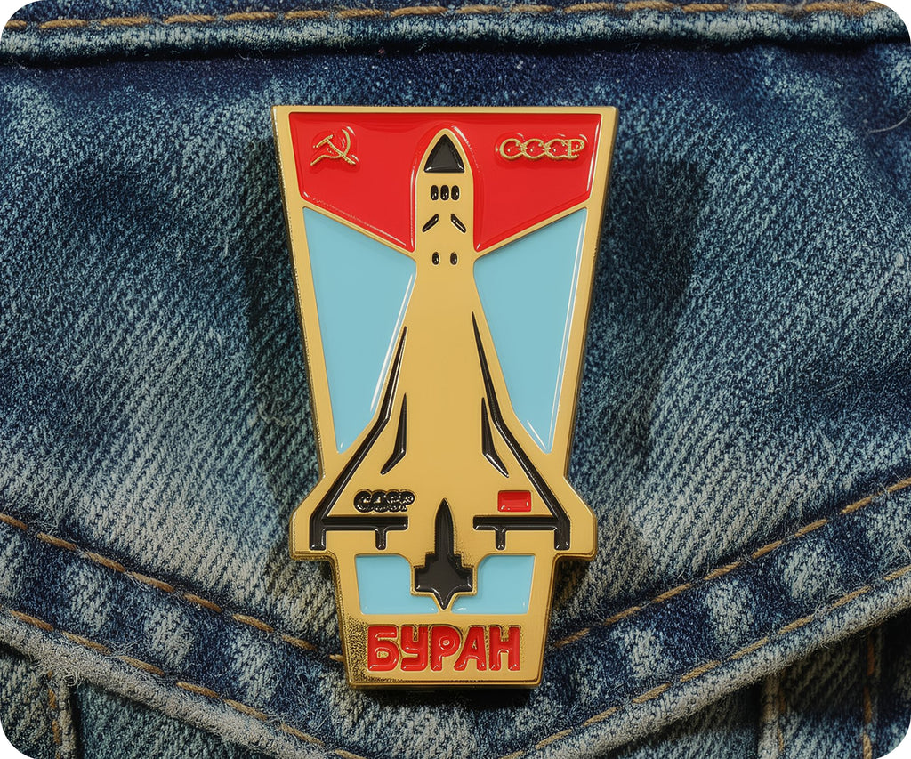 Soviet CCCP Space Shuttle Rocket Pin Badge