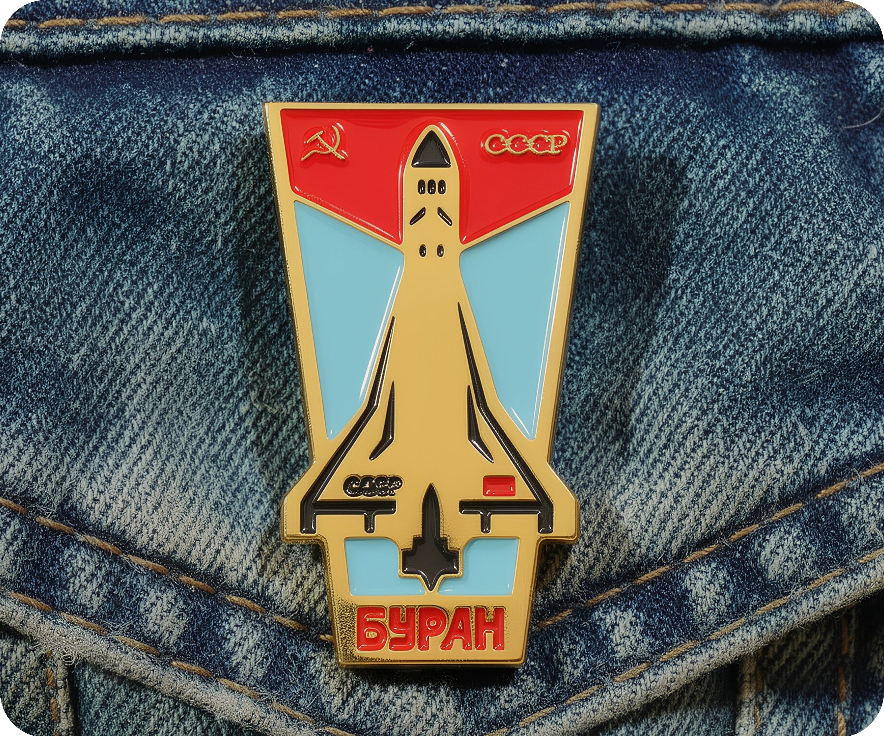 Soviet CCCP Space Shuttle Rocket Pin Badge