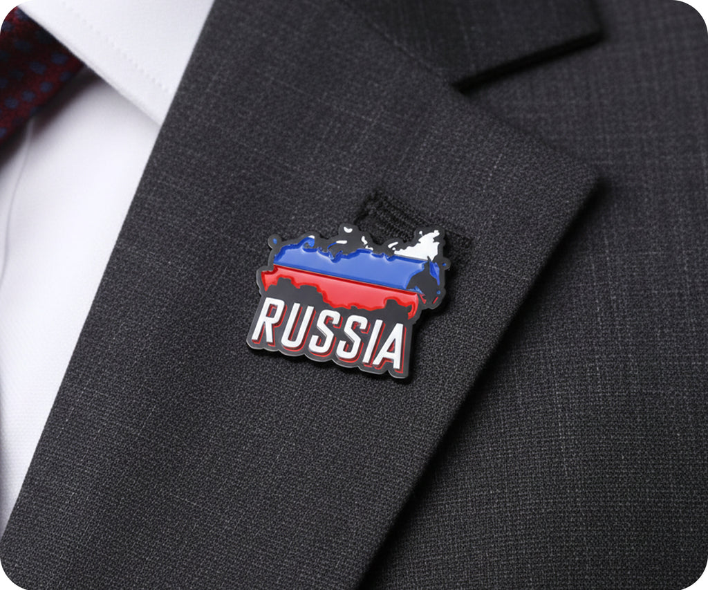 Russia Country Shape Map Flag Pin Badge