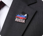 Russia Country Shape Map Flag Pin Badge