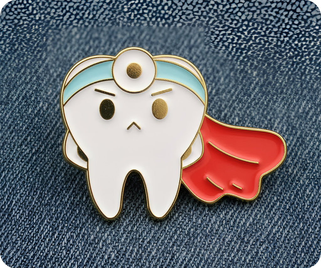 Insignia de pin de dentista de dientes de superhéroe