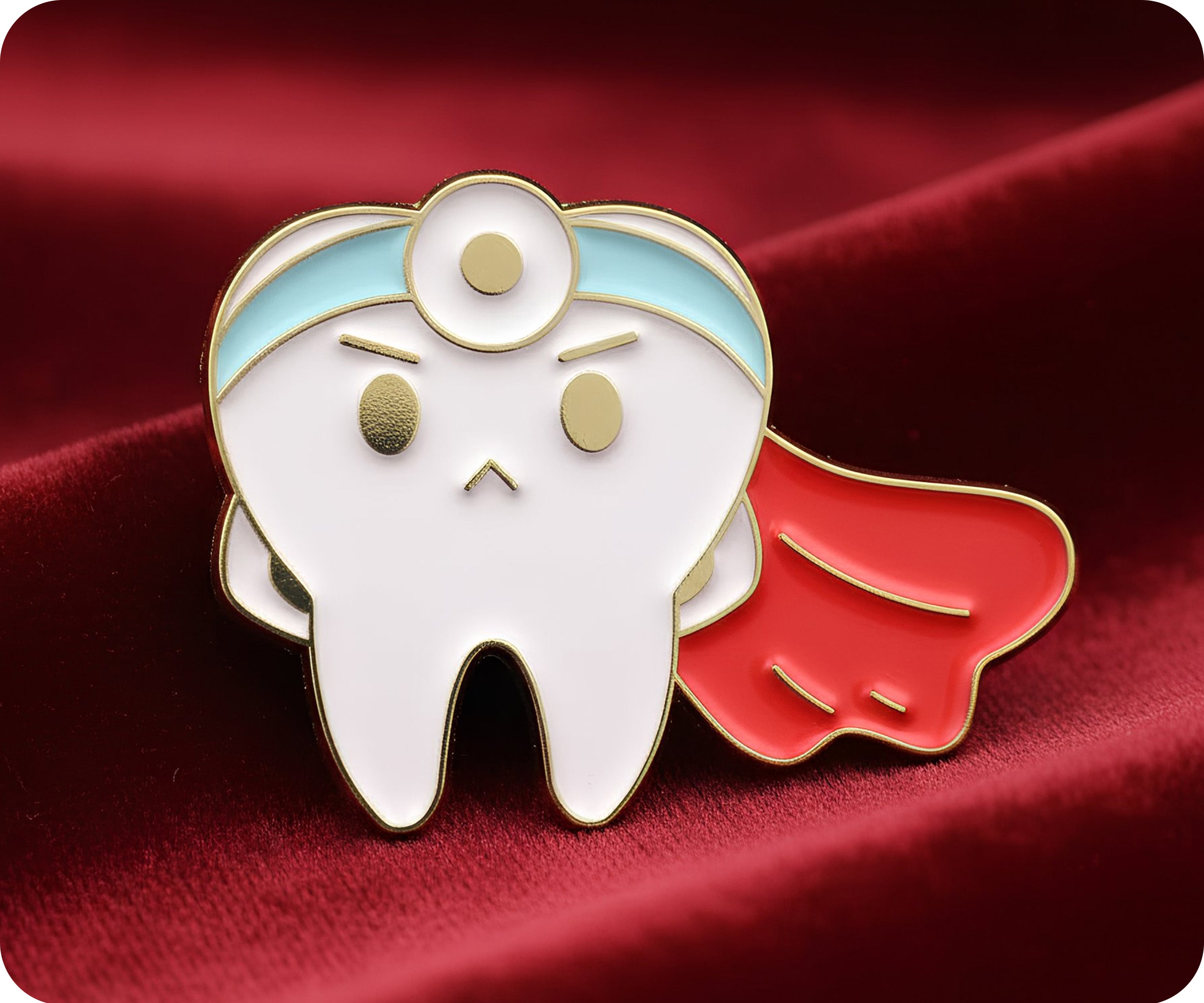 Insignia de pin de dentista de dientes de superhéroe