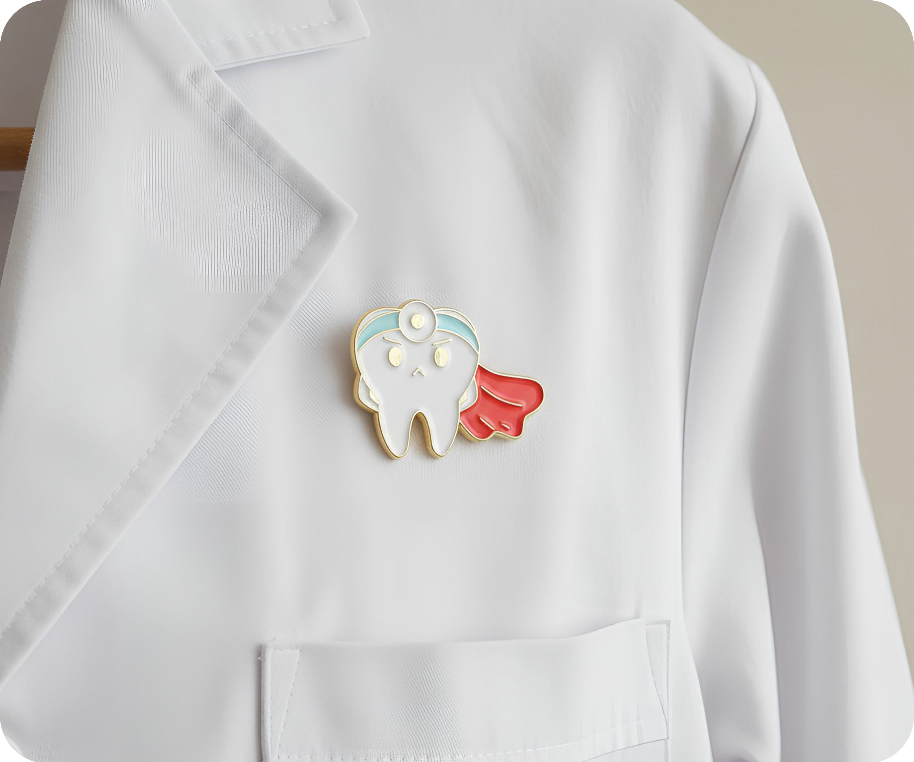 Insignia de pin de dentista de dientes de superhéroe
