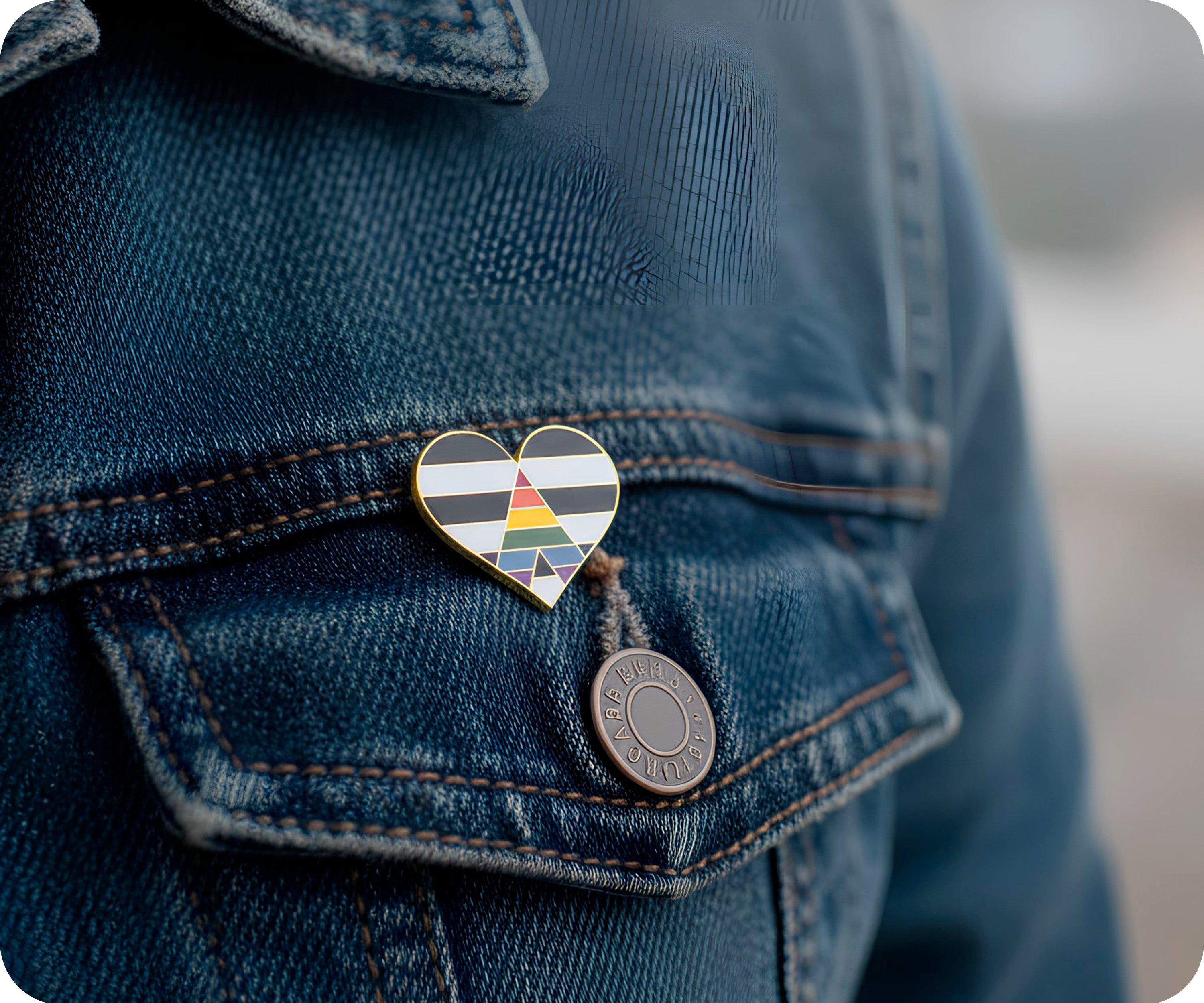 Pin con forma de corazón y bandera de Straight Ally